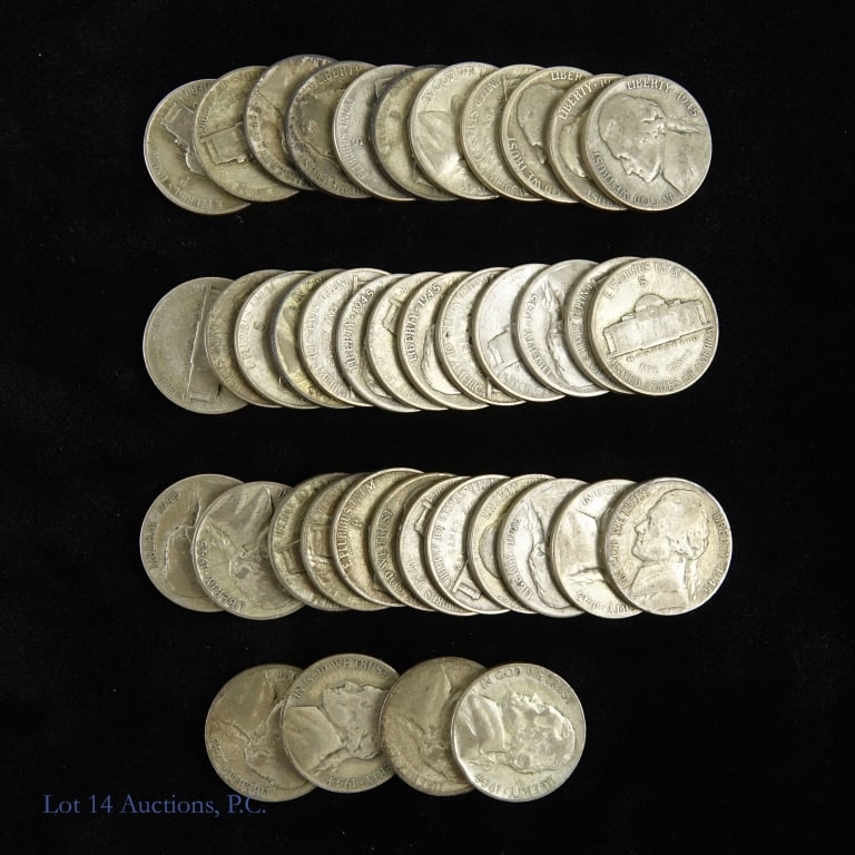 USA 35%-Silver Jefferson WW2 Nickels (40) (1 of 3)