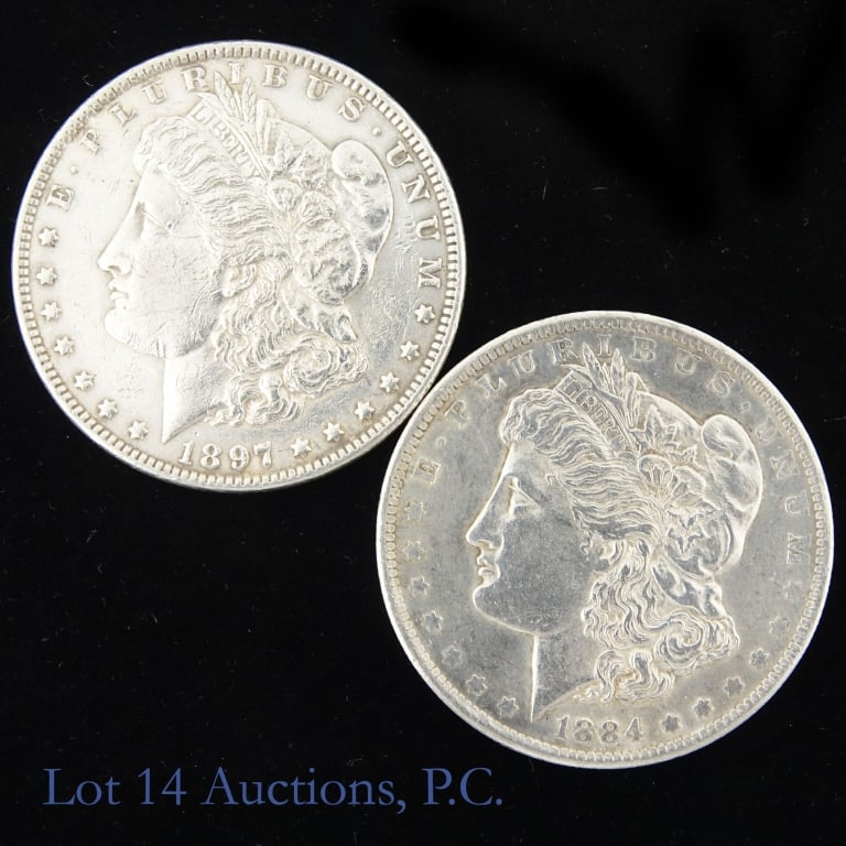 1884-O & 1897 (P) US Silver Morgan Dollars, 2 (1 of 2)