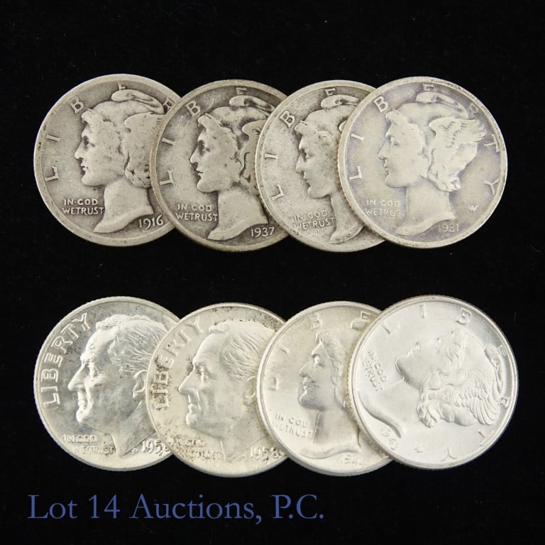 1916 - 1958 US Silver Dimes (Better Dimes), 8 (1 of 3)