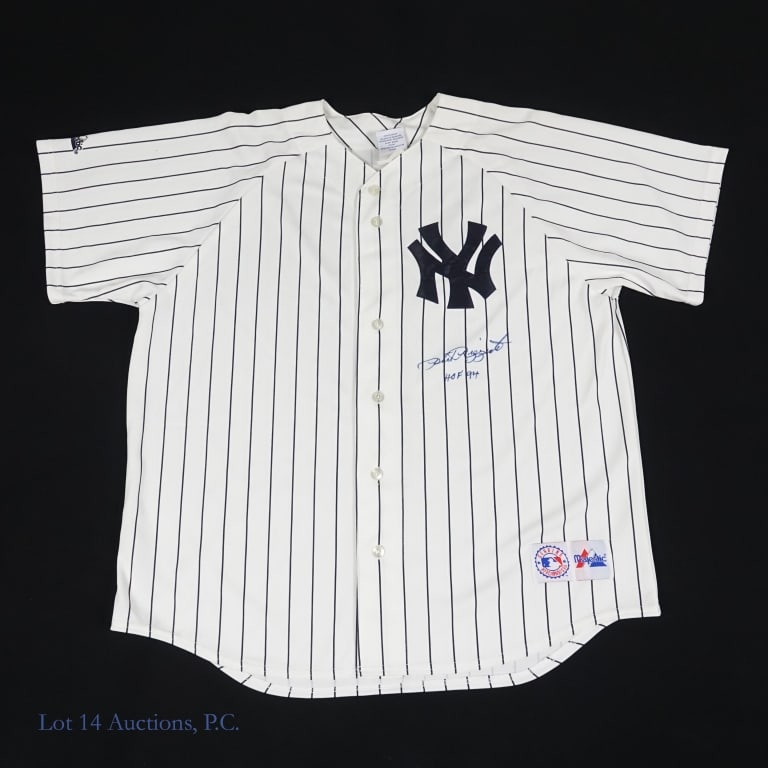 Yankees Phil Rizzuto Signed Jersey JSA COA: Size XL Majestic jersey bearing the New York Yankees logo on the front side that has been signed b Phil Rizzuto. Rizzuto on the front directly beneath the Yankees logo with a blue Sharpie type