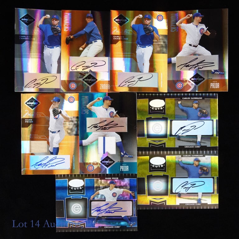 Prior, Zambrano Chicago Cubs Low # Auto Cards (9): Nine (9) Prior, Zambrano LOW NUMBER Chicago Cubs auto cards. See photos for details.