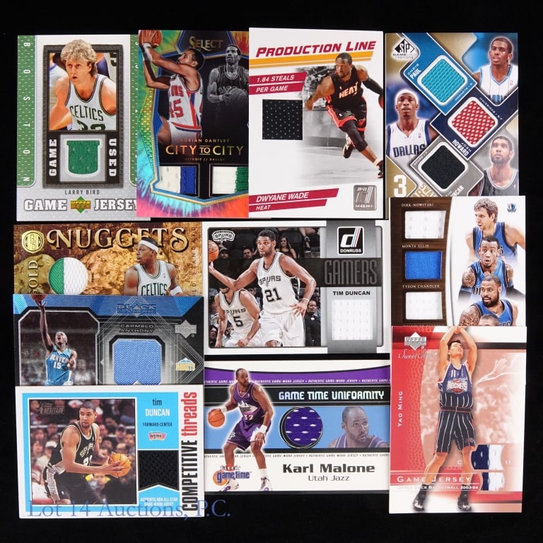 NBA HOF Jersey Cards (11): Eleven (11) NBA Hall Of Fame Inductees jersey cards. See photos for details and selection.
