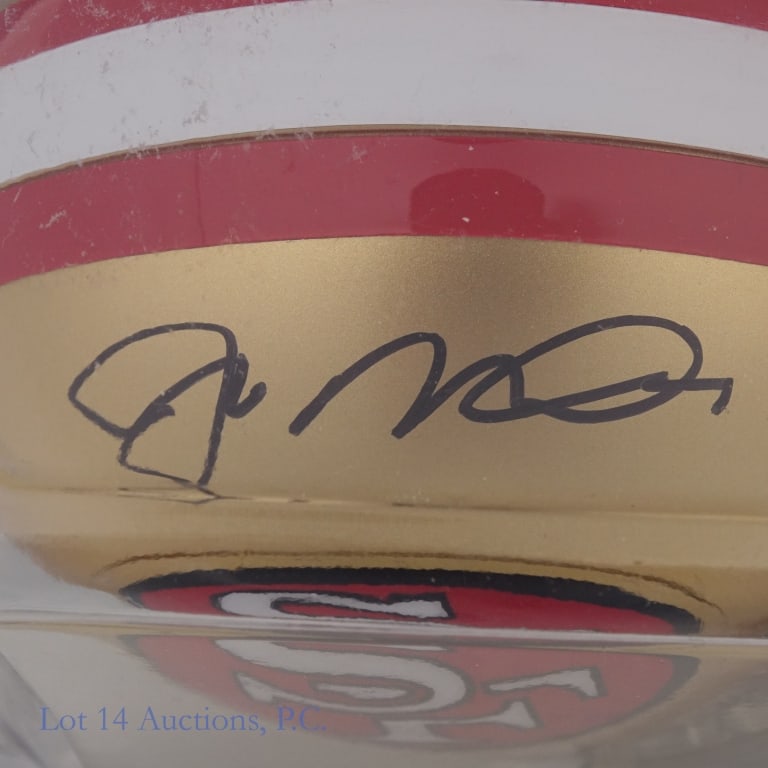 Joe Montana Signed 49ers Mini Helmet Beckett: Joe Montana signed San Francisco 49ers mini helmet. Beckett COA #E43324.