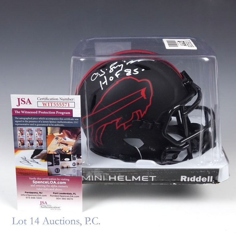 O.J. Simpson Signed Bills Mini Helmet JSA - 2