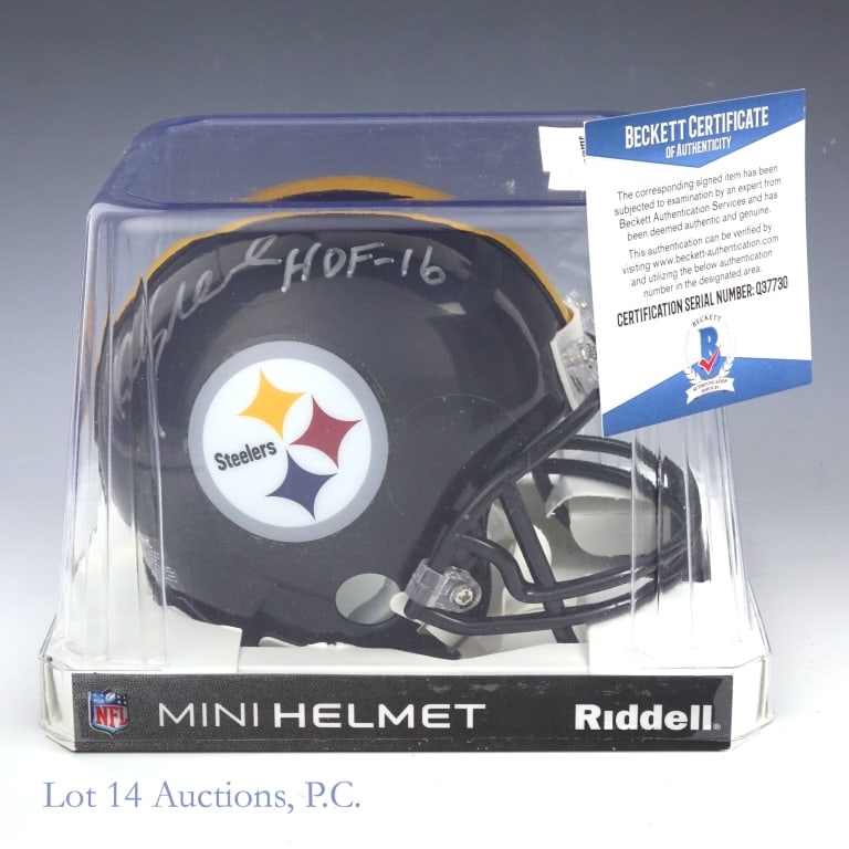 Kevin Greene Signed Steelers Mini Helmet Beckett: Kevin Greene signed Pittsburgh Steelers mini helmet. Beckett COA #Q37730.