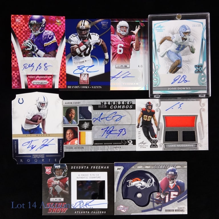 Football Rookie Auto Cards (9): Nine (9) football auto cards. See photos for details and selection.