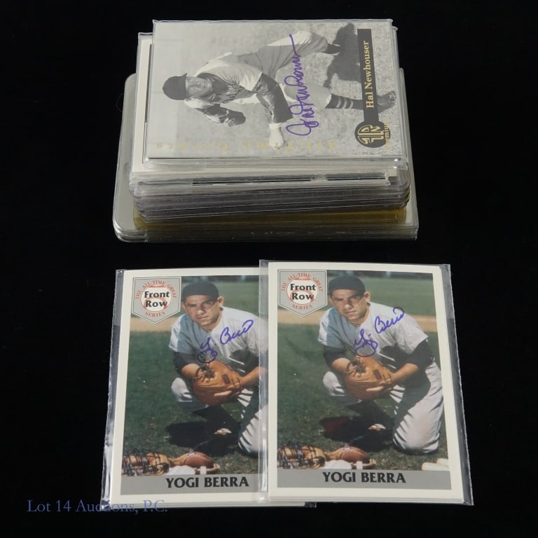 Signed Sports Cards (28) Front Row Cards: Mixed assortment of baseball, basketball and football cards signed by different players. Cards with certified signatures include Rick Fox (4) *** Robert Pack (5) *** Larry Johnson (2) *** Tyler Green