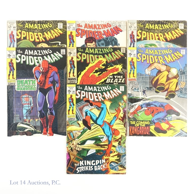ASM #69, 71, 73, 75, 77, 81, 84 Key MARVEL (7): ASM #69, 71, 73, 75, 77, 81, 84 Key MARVEL (7). Seven (7) Amazing Spider-Man comic books #69, 71, 73, 75, 77, 81 and 84 including Key issues. #69 (FN) - First mention of Vanessa Fisk, Kingpin's wife.