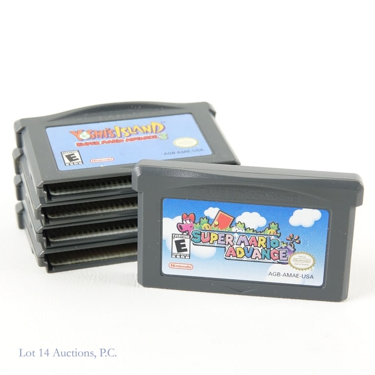 Game Boy Advance Games Mario Megaman More (5): Five (5) Nintendo Game Boy Advance game cartridges - Super Mario Advance, Yoshi's Island Super Mario advance 3, Megaman Zero Z, Megaman & Bass, and Double Dragon Advance.
