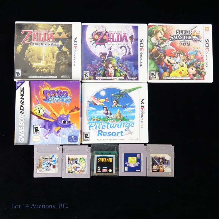 Nintendo 3DS Game Boy GBA GB Color Games (10): Four Game Boy game cartridges - Empire Strikes Back, Return Of The Jedi, Duck Tales 2, and Game & Watch Gallery *** Game Boy Color Spider - Man game cartridge *** Game Boy Advance Spyro Season Of Ice