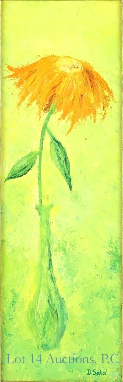 Military Dependent Oil Painting (1968): "Loneliness" by Denise P. Sokol, submitted to an army base arts & crafts contest in 1968, done with oils and a palette knife. Frame is approximately 24.25 x 11".