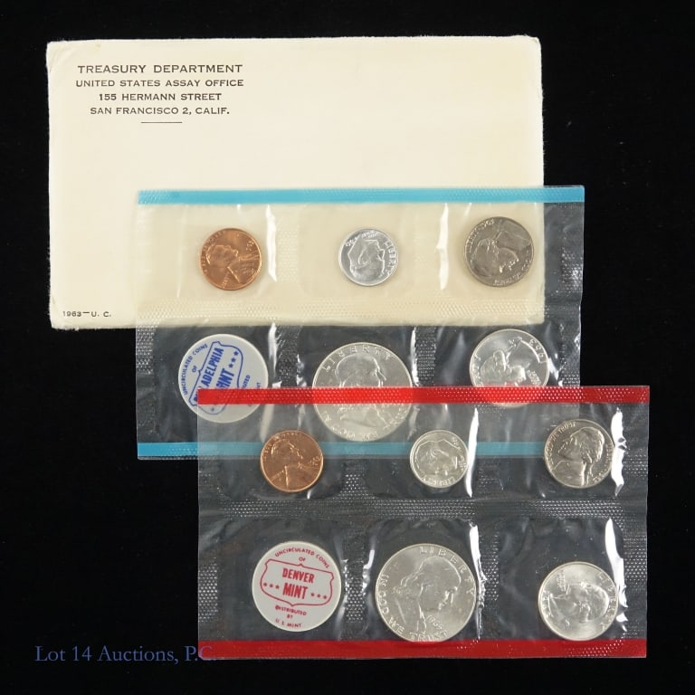 1963 P,D US 90%-Silver Unc. 10-Coin Mint Set (1 of 3)