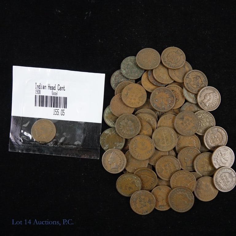US Indian Head Cents (Approx. 60) (1 of 4)