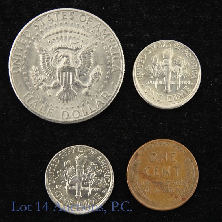 US Cent, Dimes, Half Dollar Error Coins (4) - 2