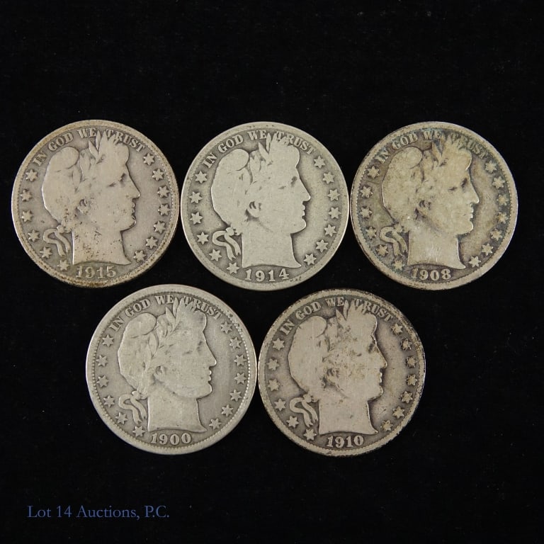 US Better Date Silver Barber 50c, 5 - 2