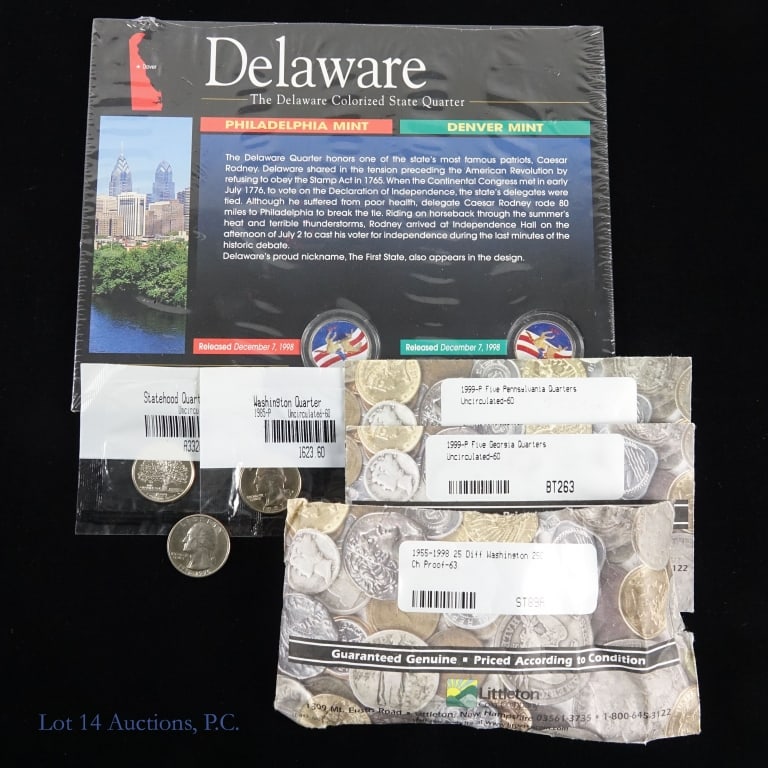 US Silver & Clad Washington 25c (UNC - CH PF): Thirty-nine (39) United States 90%-silver and clad Washington quarters (estimated ASW is 0.7 troy ounces plus non-silver face value of $8.75). Details as follows: ---1956-1996 silver & clad Wash 25c
