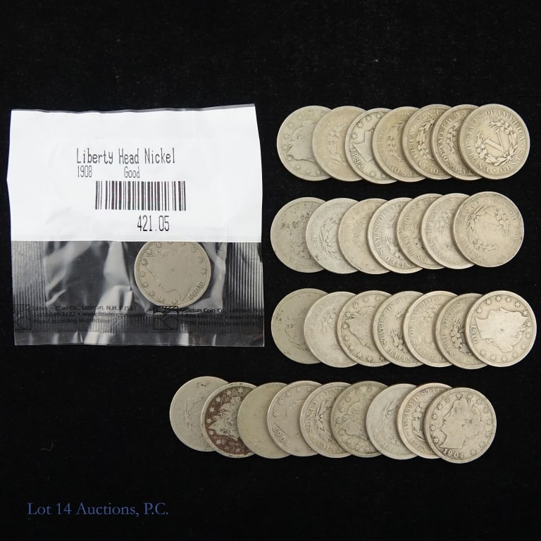 US Liberty Head Nickels (31): Thirty-one (31) United States liberty head nickels. *** Lot 14 Auctions is not a professional numismatic grading agency. Consigner information is provided as a courtesy to our bidders. Please review p