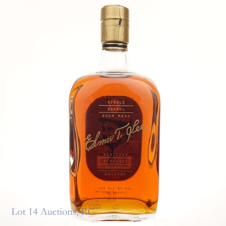 Elmer T. Lee Single Barrel Bourbon 2025: Elmer T. Lee 2025 single barrel sour mash Kentucky straight bourbon whiskey. 90 Proof. 750ml. Etch: L251910112:03N