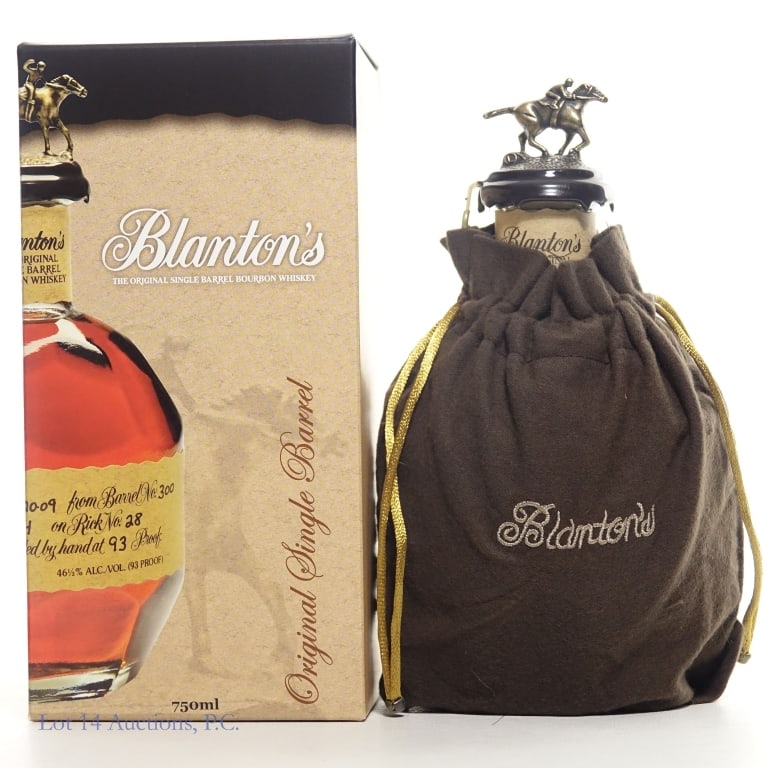 Blanton's Single Barrel Bourbon "L": Blanton's Single Barrel Bourbon, 93 Proof, 750 ml, Letter L, Dump Date: 2-12-26, Barrel #429, Bottle #126. Box and bag included.