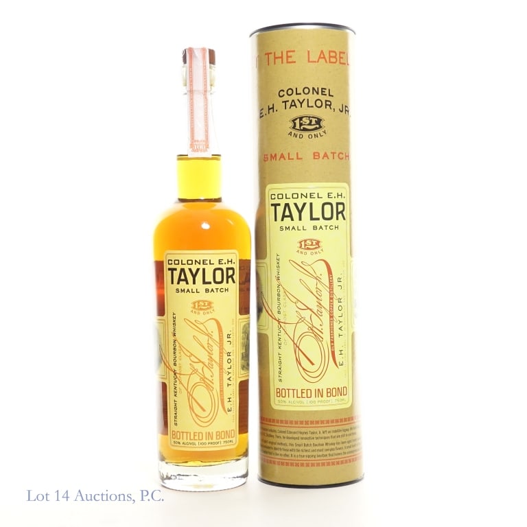 Colonel E.H. Taylor Small Batch BIB Bourbon (2025): Colonel E.H. Taylor Small Batch Bourbon Bottled in Bond (2025), 100 Proof, 750 ml. Etch: L253640106:35D. Cylinder tube included.