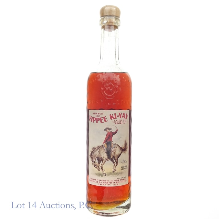 High West Says Yippee Ki-Yay Rye Whiskey Batch #10: High West Says Yippee Ki-Yay a blend of straight rye whiskeys, 92 Proof, 750ml. Batch #10. Low shoulder fill, but bottle is sealed and cello wrap is fully intact with no sign of leaking.