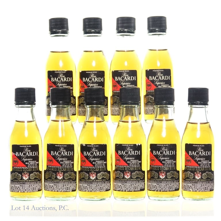 10 1990s Bacardi Black Rum Mini Bottles (1 of 3)