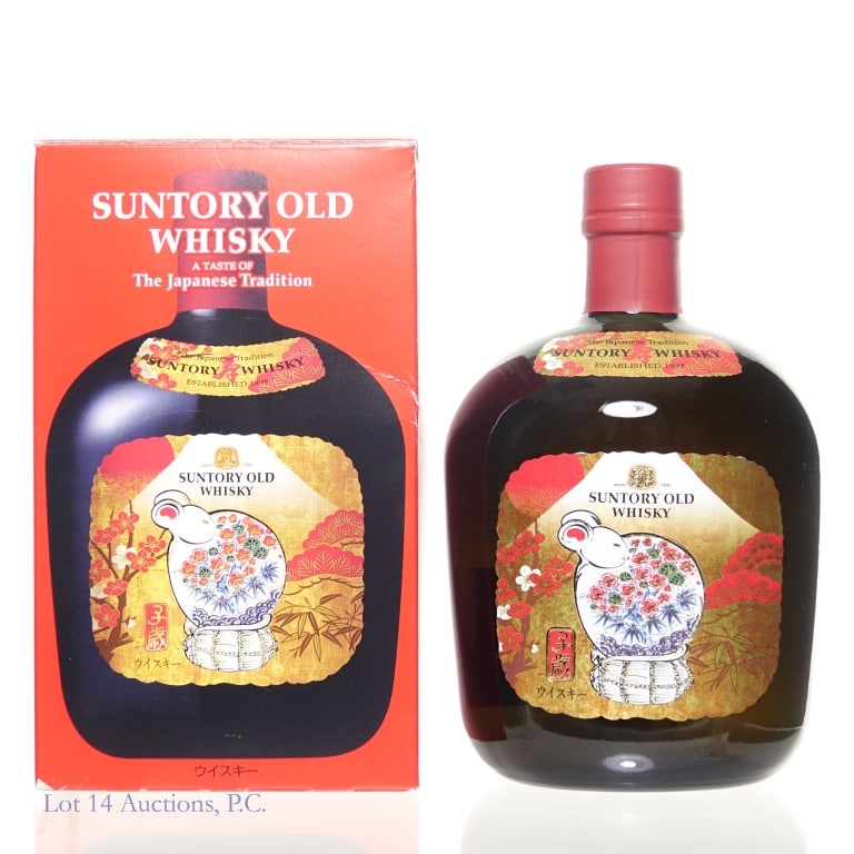 Suntory Old Japanese Whisky (Year Of The Rat): Suntory Old Japanese Whisky, 80 Proof, 700 ml, Limited Edition Year of the Rat, Japan import, Colorful label artwork, with original box. Some scuffs on outside of box, but generally good condition.