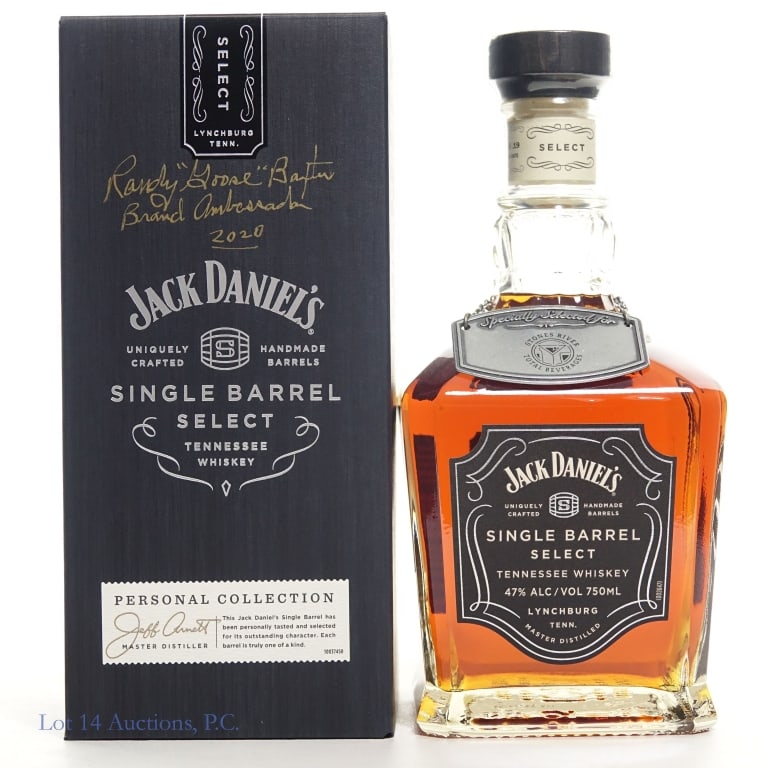 Jack Daniel's SB Tenn. Whiskey Goose Down Pick: Jack Daniel's Single Barrel Tennessee Whiskey (2019), 94 Proof, 750 ml, Stones River Total Beverages Private Selection, "Goose Down" sticker on side of bottle. Stones River metal neck tag included. Bo