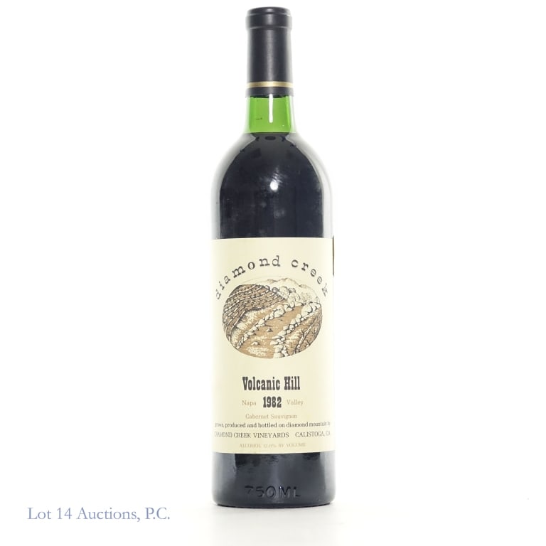 1982 Diamond Creek Volcanic Hill Cabernet Sauv CA: 1982 Diamond Creek Volcanic Hill Cabernet Sauvignon, Calistoga, Napa Valley, California. 750ml., 12.0%abv. Consigned by the estate of the collector who stored wine and champagne bottles horizontally i