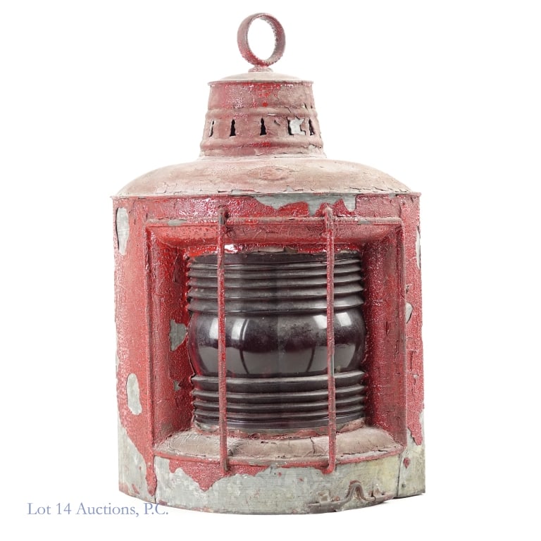 1900s Perko Marine Lantern With Red Fresnel Lens (1 of 6)