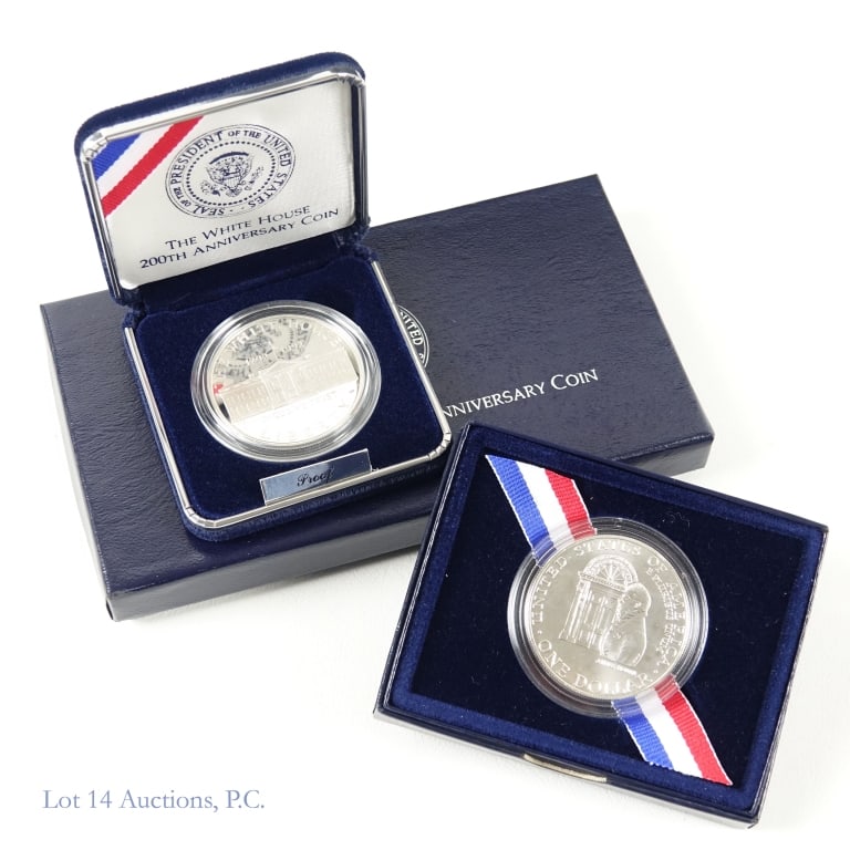 1992 US 90%-Silver Prf/Unc White House $1s, 2 (1 of 3)