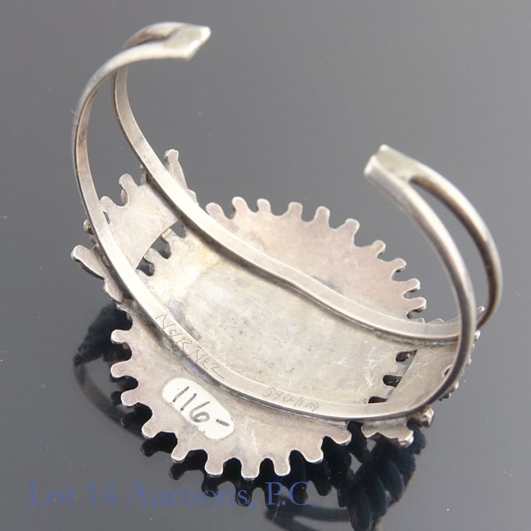 Native American Sterling Silver Cuff - 3