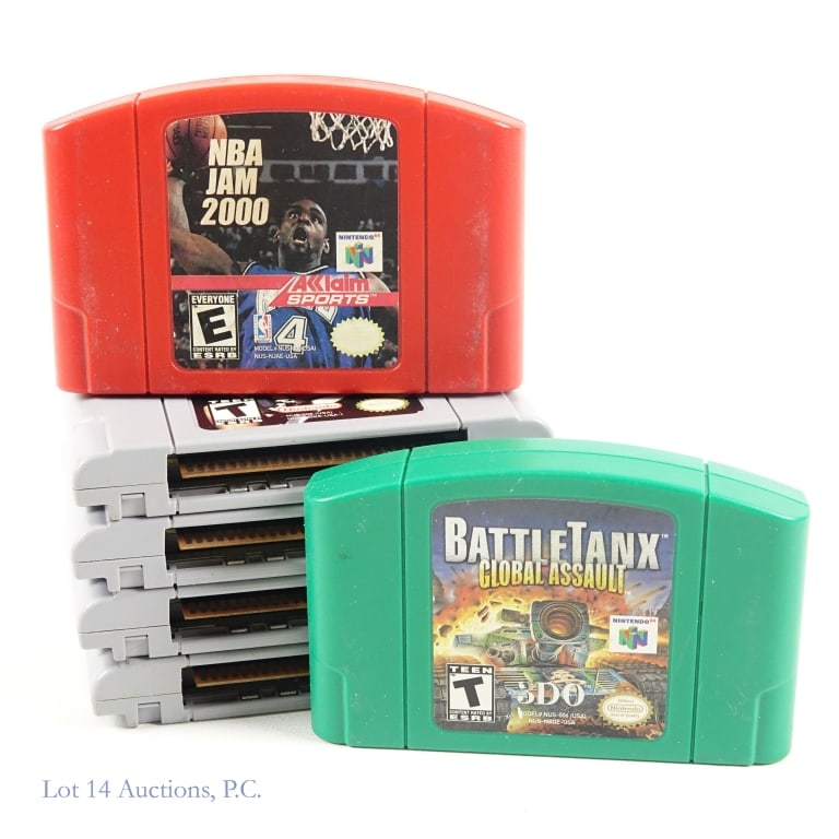 Nintendo 64 Games (6): Six (6) Nintendo 64 (N64) game cartridges. NO boxes or instructions. Games have not been tested. Condition of cartridges varies. Games include: Battle Tanx: Global Assault ** GoldenEye (007) ** Hexen