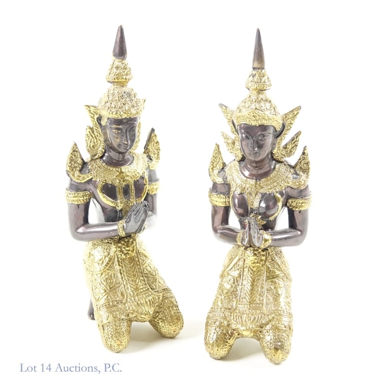 Pair of Small Thai Teppanom Statues (1 of 4)