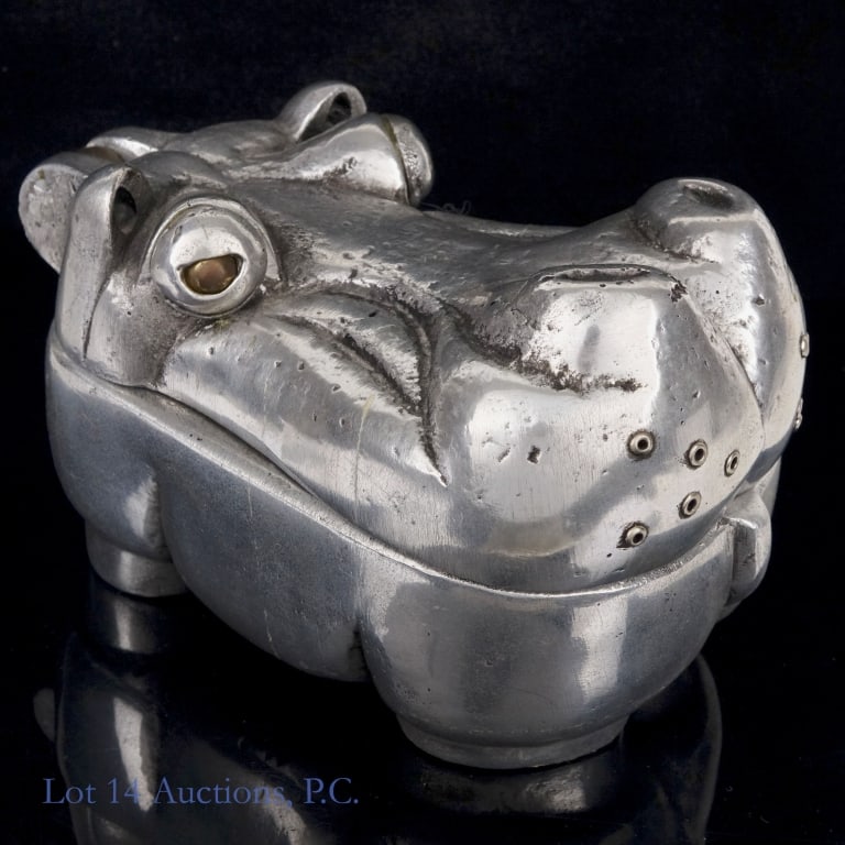 Frank Meisler Hippo #'d Lidded Metal Box, Israel (1 of 8)