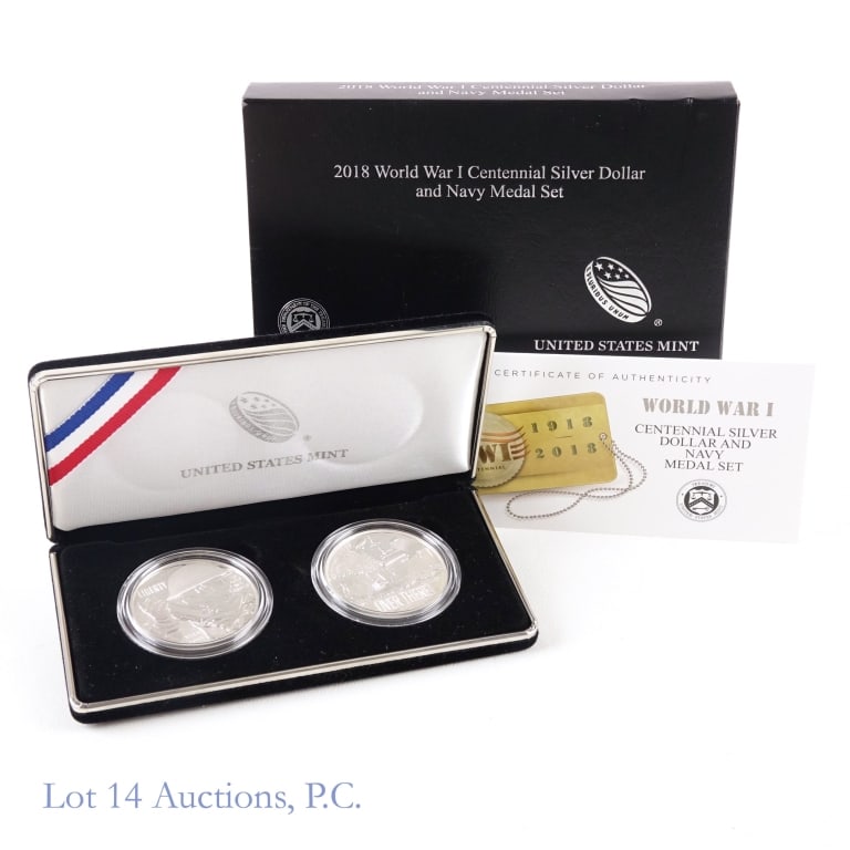 2018-P US WW1 Comm Silver Proof $1 2-Coin Set (1 of 4)