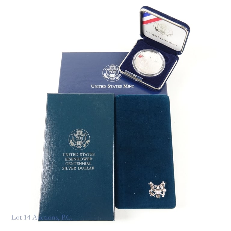 1990 & 2002w US 90%-Silver Comm $1s, 2 (1 of 4)