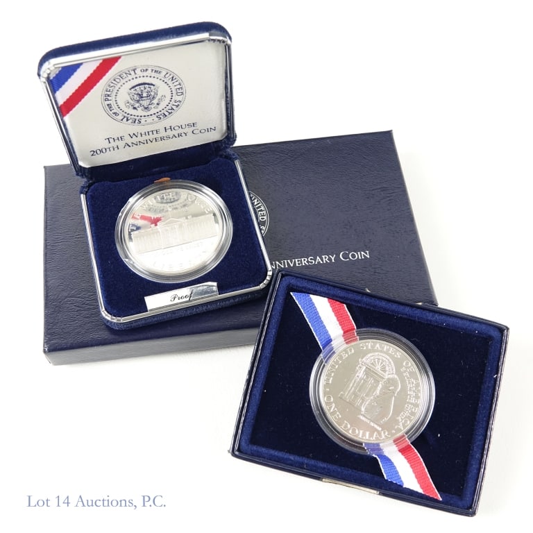 1992 US 90%-Silver Prf/Unc White House $1s, 2 (1 of 3)