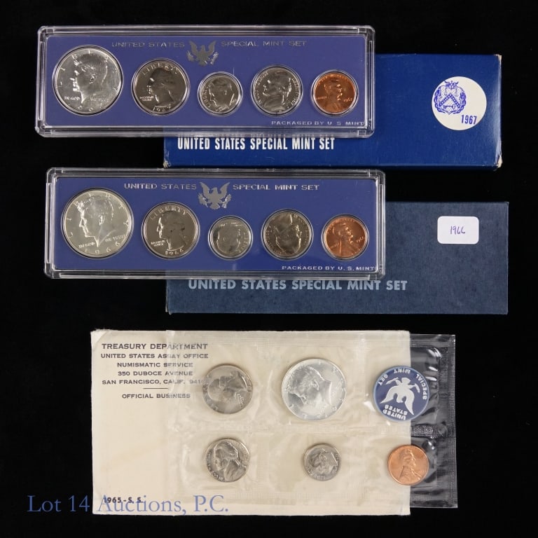 1965 - 1967 US Silver 5-Coin Special Mint Sets, 3 (1 of 2)