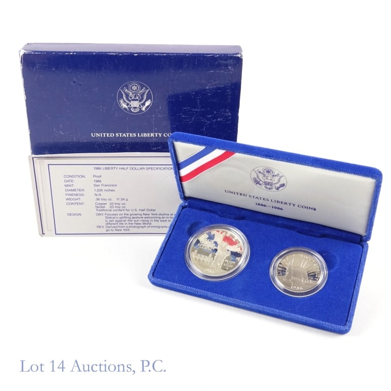 1986-S US Silver Proof Liberty Comm. 2-Coin Set (1 of 4)