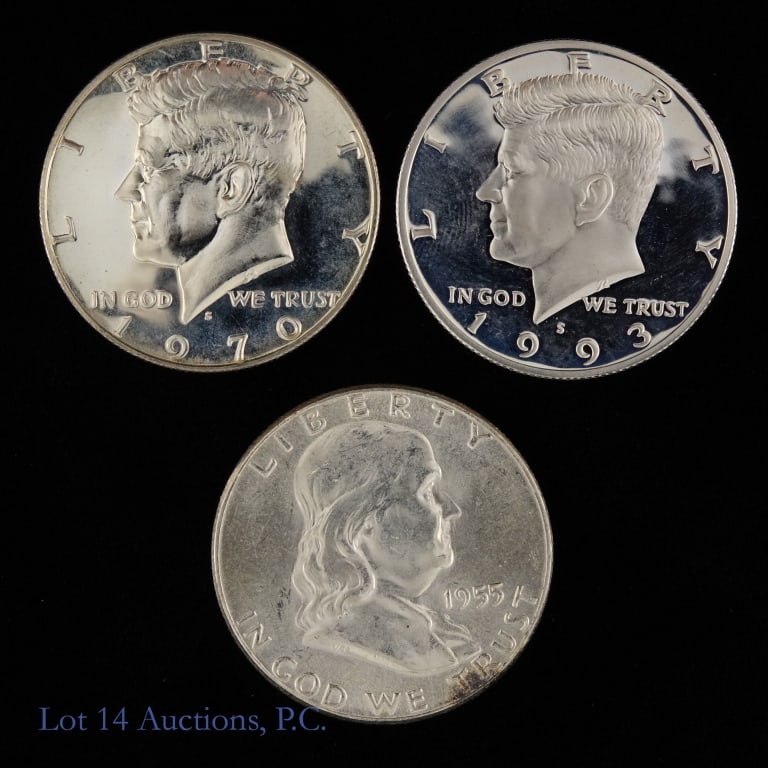 1955, 1970s & 1993s US Silver Half Dollars (3) (1 of 2)