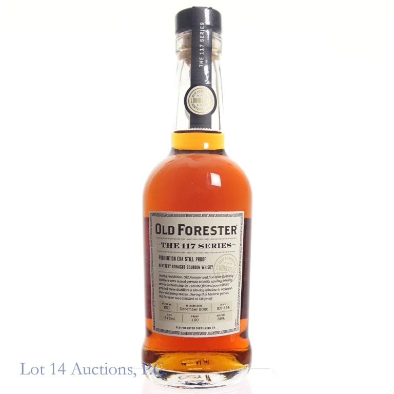 Old Forester 117 Series Prohibition Era Still Pr.: Old Forester The 117 Series Prohibition Era Still Proof Bourbon. 130 Proof, 375 ml. Batch #001, Release Date December 2025, D.S.P. KY-354.