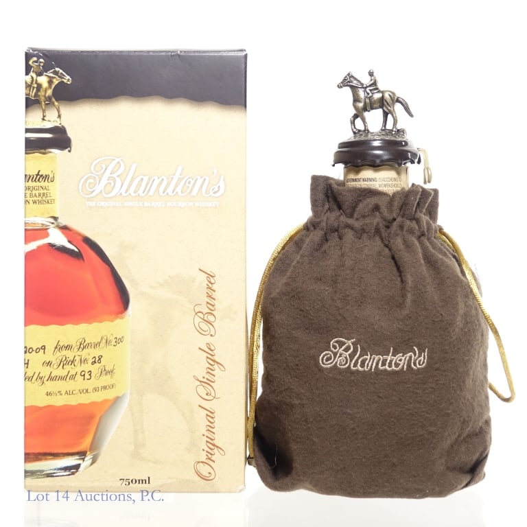 Blanton's Single Barrel Bourbon "B": Blanton's Single Barrel Bourbon, 93 Proof, 750 ml, Letter B, Dump Date: 03-27-24, Barrel #164, Bottle #199, Rick No. 77, Bottle #72, Box and bag included.