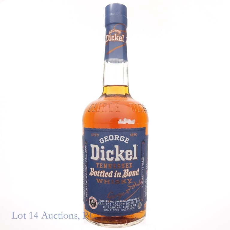 George Dickel Bottled In Bond 11 Year TN Whisky: George Dickel bottled in bond Tennessee whisky, aged 11 years, distilling season fall 2008, 100 Prof, 750ml.