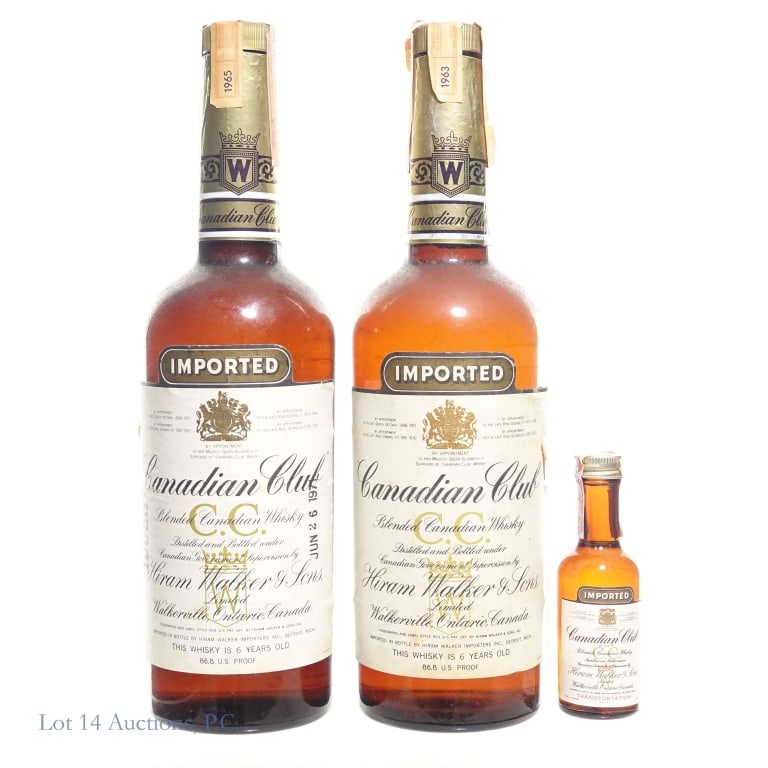 60s Canadian Club 2 Bottles + Mini (1 of 3)