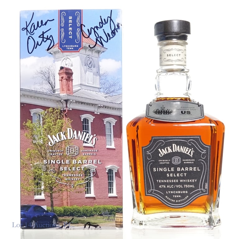 2021 Jack Daniel's Multi Signed SB TN Whiskey: Jack Daniel's Single barrel Select TN Whiskey. 94 proof, 750ml. Employee Collection for US Collectors. Bottled 3-29-21, Barrel No. 21-02816, Rick L-12. Bottle has "Motlow House Employees 2021" side la
