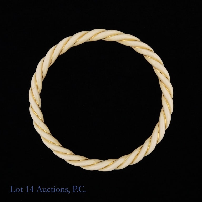 Twisted Bangle Bracelet 14K YG Over Bone Or Resin (1 of 3)