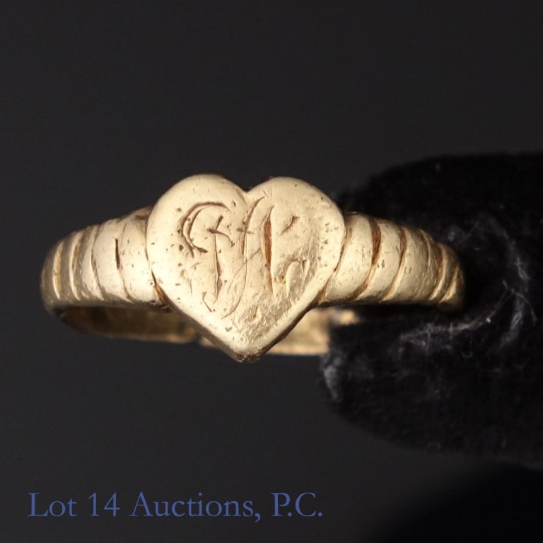 14K Y Gold Monogram Ring - 5