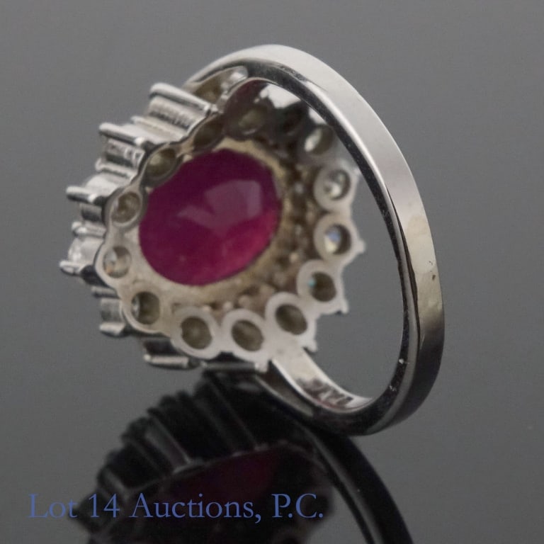 14k White Gold Ruby and Diamonds Ring - 5