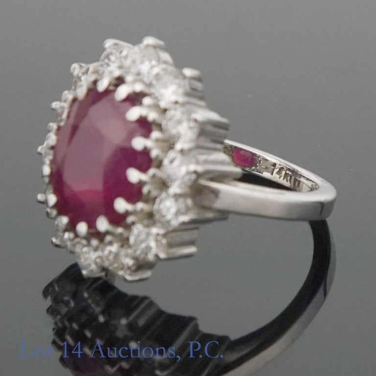 14k White Gold Ruby and Diamonds Ring - 6